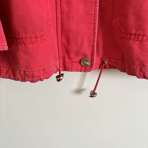 VTG Eddie Bauer Canvas Jacket Full Zip Button Up Red Collard - Womens Size Large - Picture 6 of 10